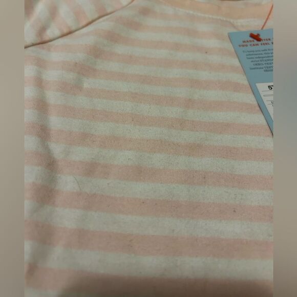 NWT Cat And Jack Stripe Long Sleeve Top 5T Light Pink And Ivory Cotton - Picture 4 of 5